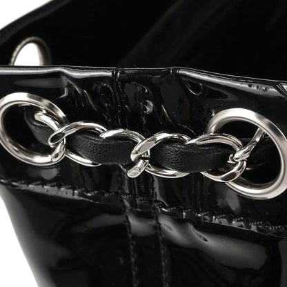 Chanel Black Pony Hair Patent Leather Tote Handbag