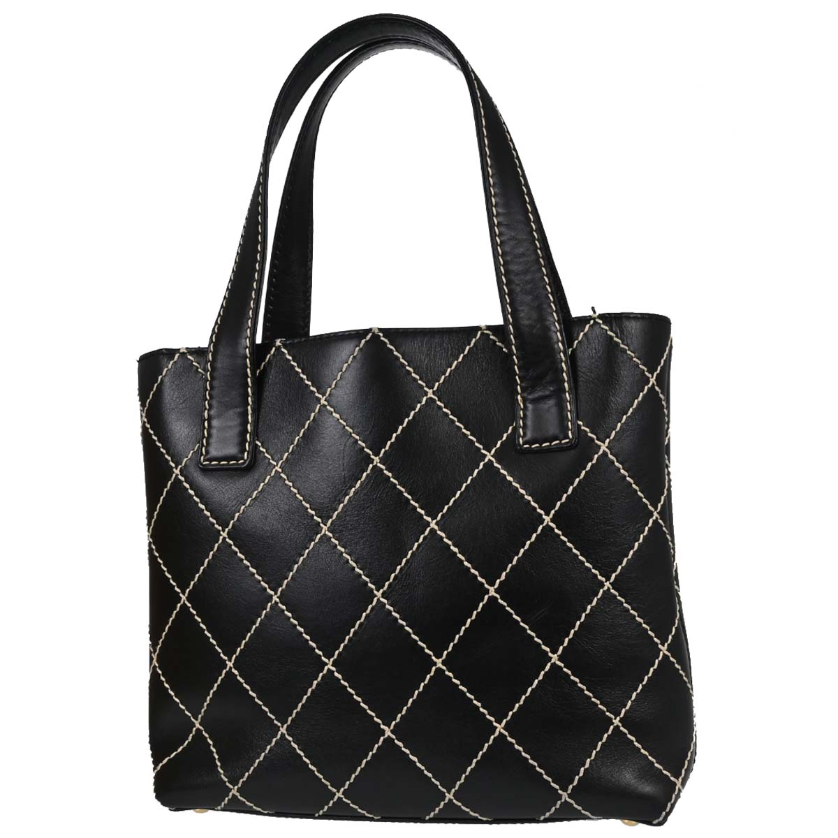 Chanel Black Calfskin Wild Stitch Tote Handbag