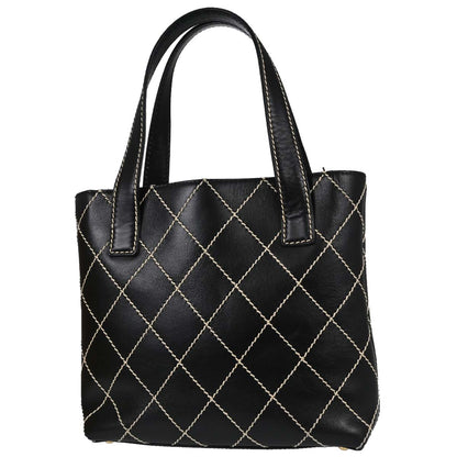 Chanel Black Calfskin Wild Stitch Tote Handbag