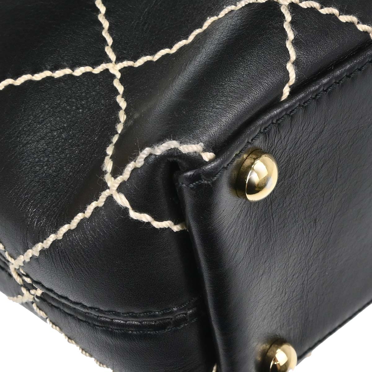 Chanel Black Calfskin Wild Stitch Tote Handbag