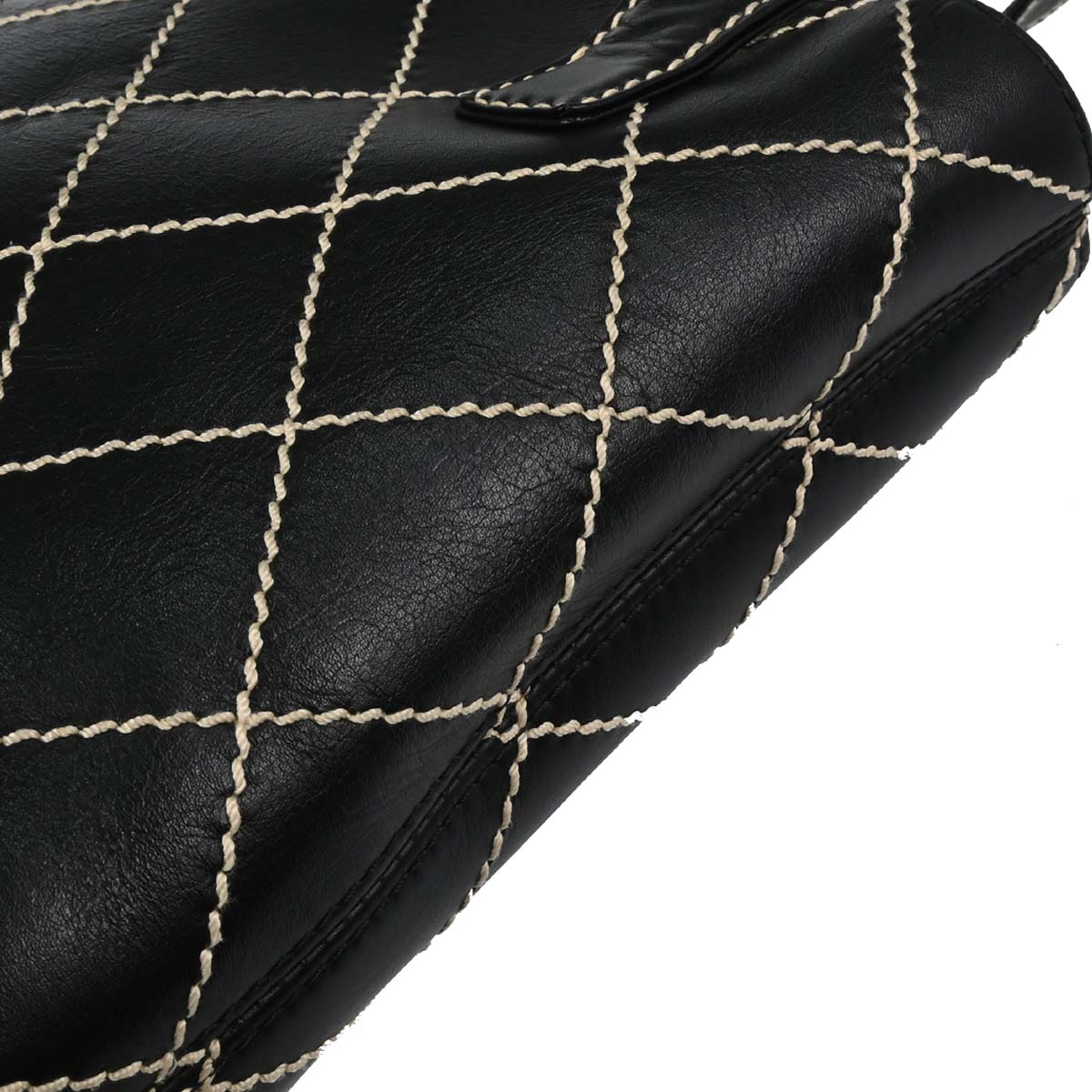 Chanel Black Calfskin Wild Stitch Tote Handbag