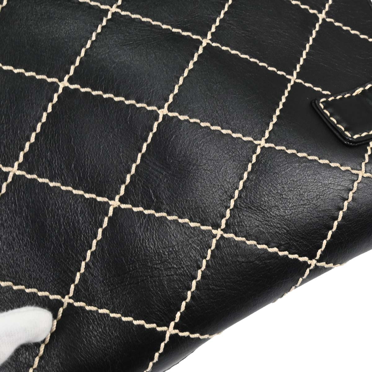 Chanel Black Calfskin Wild Stitch Tote Handbag