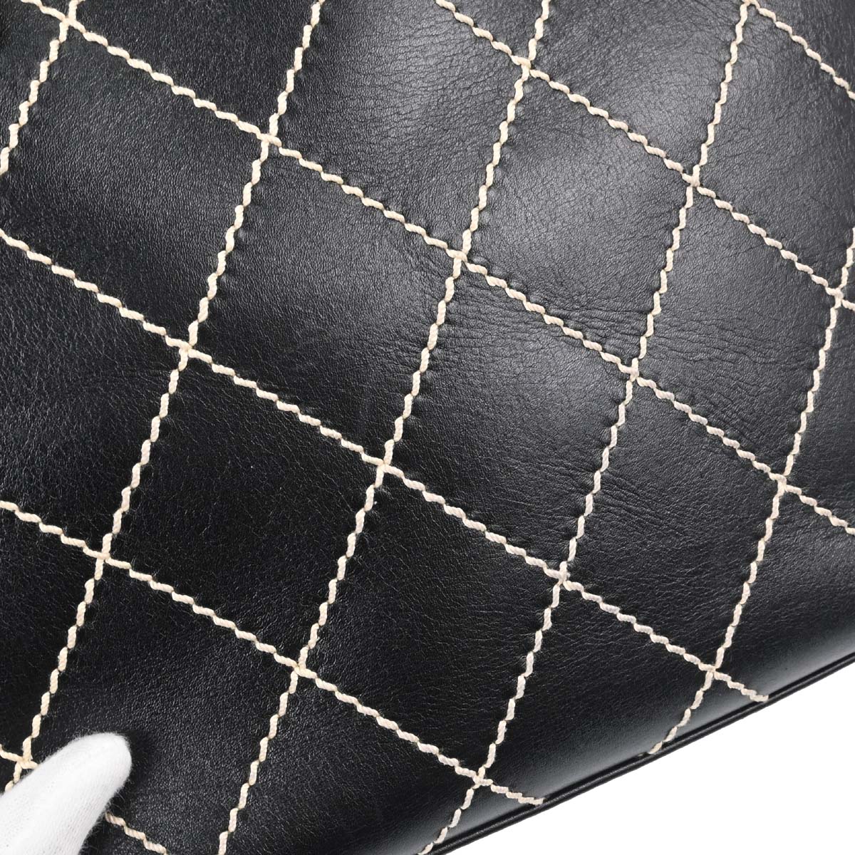 Chanel Black Calfskin Wild Stitch Tote Handbag