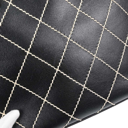 Chanel Black Calfskin Wild Stitch Tote Handbag