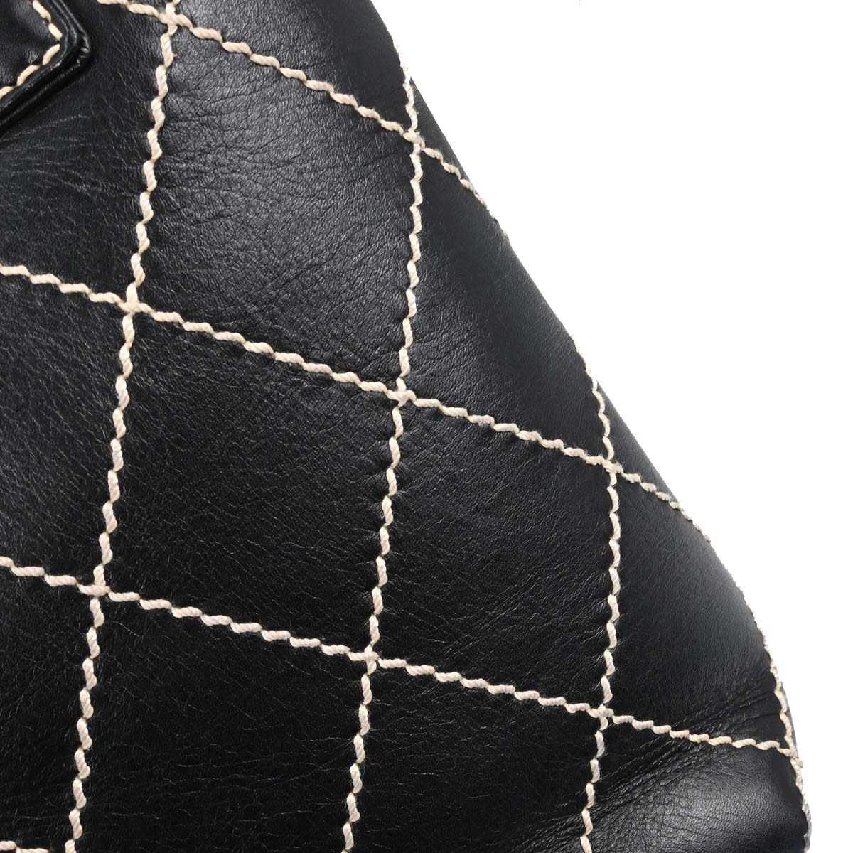 Chanel Black Calfskin Wild Stitch Tote Handbag