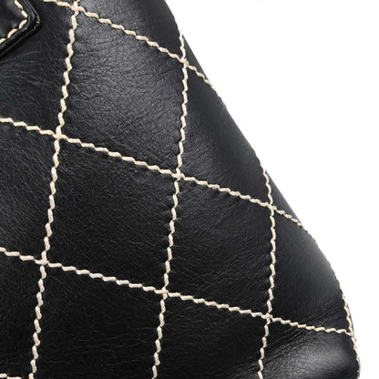 Chanel Black Calfskin Wild Stitch Tote Handbag