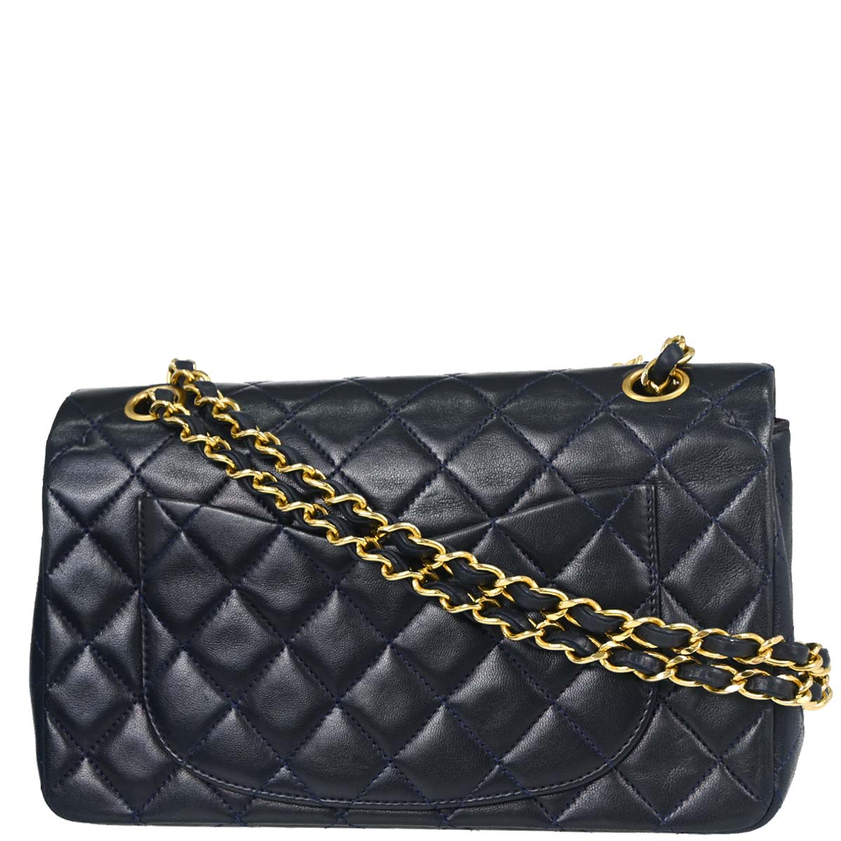 Chanel Navy Lambskin Small Classic Double Flap Shoulder Bag