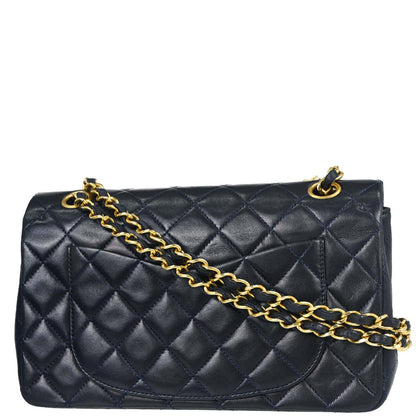 Chanel Navy Lambskin Small Classic Double Flap Shoulder Bag