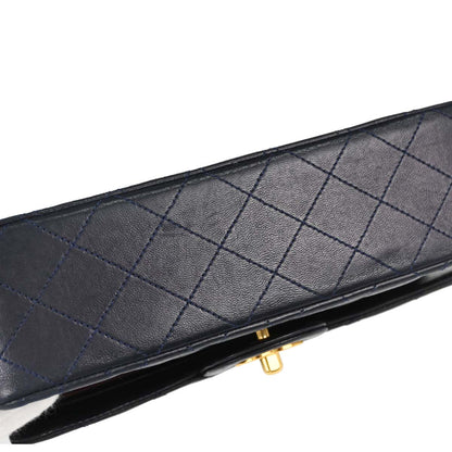 Chanel Navy Lambskin Small Classic Double Flap Shoulder Bag