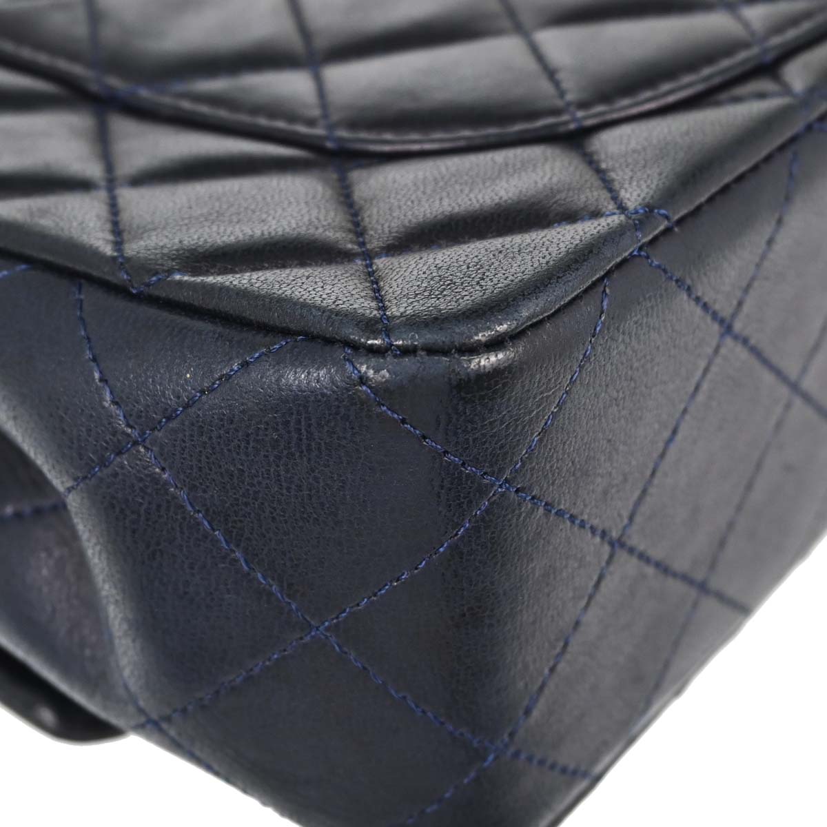 Chanel Navy Lambskin Small Classic Double Flap Shoulder Bag