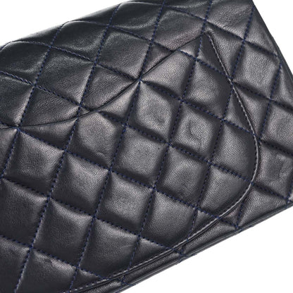 Chanel Navy Lambskin Small Classic Double Flap Shoulder Bag
