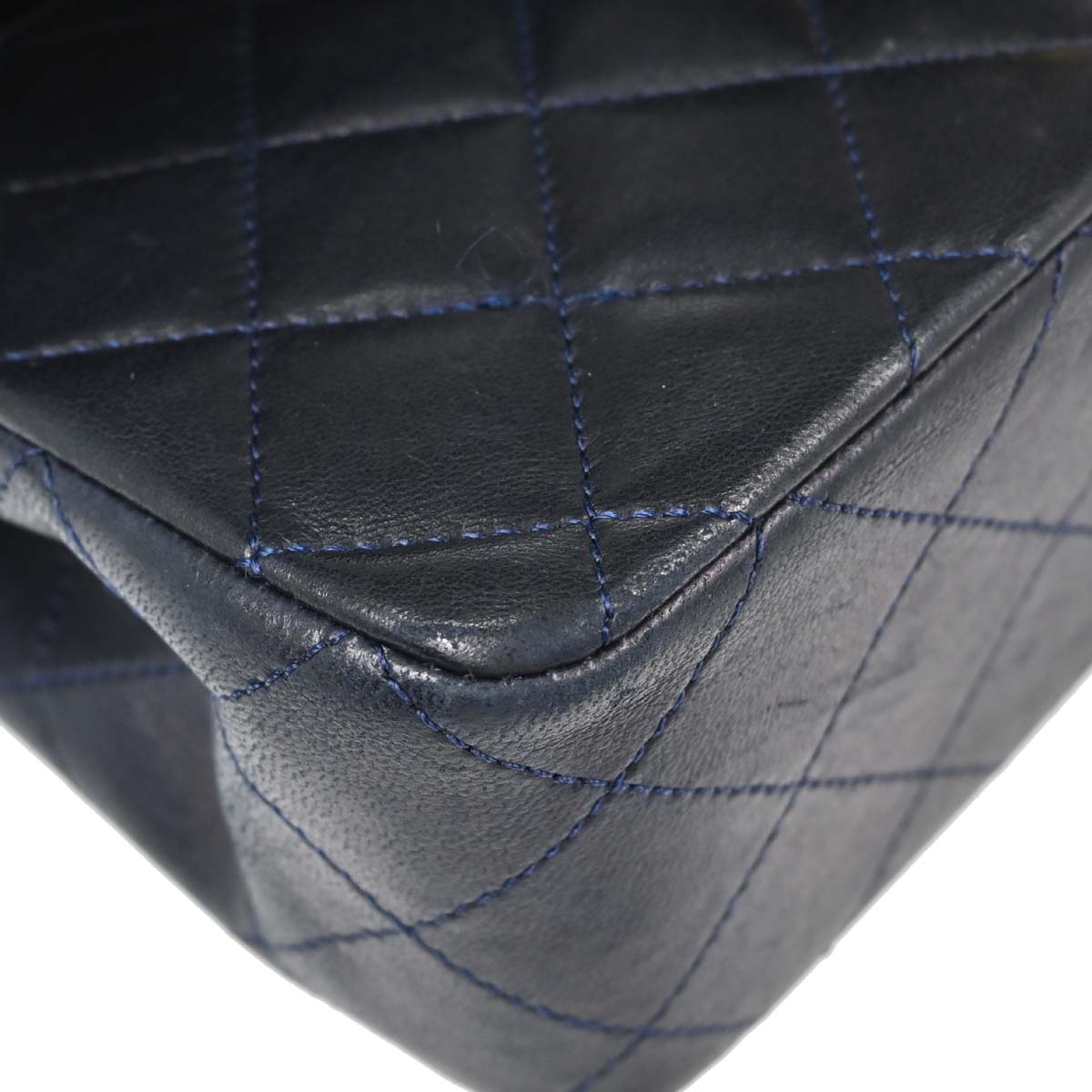 Chanel Navy Lambskin Small Classic Double Flap Shoulder Bag