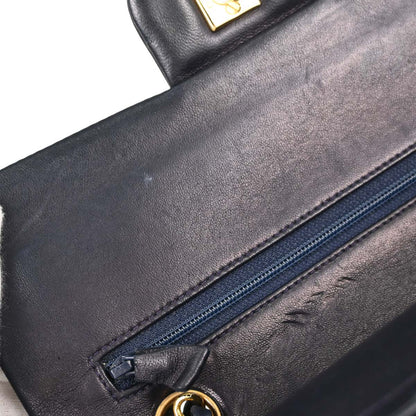 Chanel Navy Lambskin Small Classic Double Flap Shoulder Bag