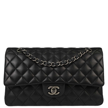 Chanel 2014-2015 Black Lambskin Medium Classic Double Flap Shoulder Bag