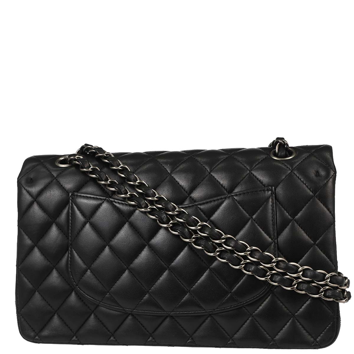 Chanel 2014-2015 Black Lambskin Medium Classic Double Flap Shoulder Bag