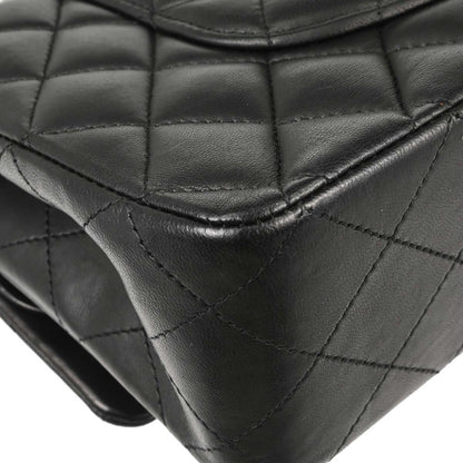 Chanel 2014-2015 Black Lambskin Medium Classic Double Flap Shoulder Bag