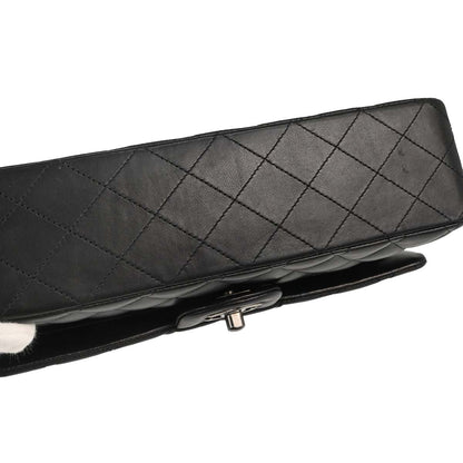 Chanel 2014-2015 Black Lambskin Medium Classic Double Flap Shoulder Bag