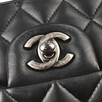 Chanel 2014-2015 Black Lambskin Medium Classic Double Flap Shoulder Bag