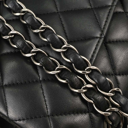 Chanel 2014-2015 Black Lambskin Medium Classic Double Flap Shoulder Bag