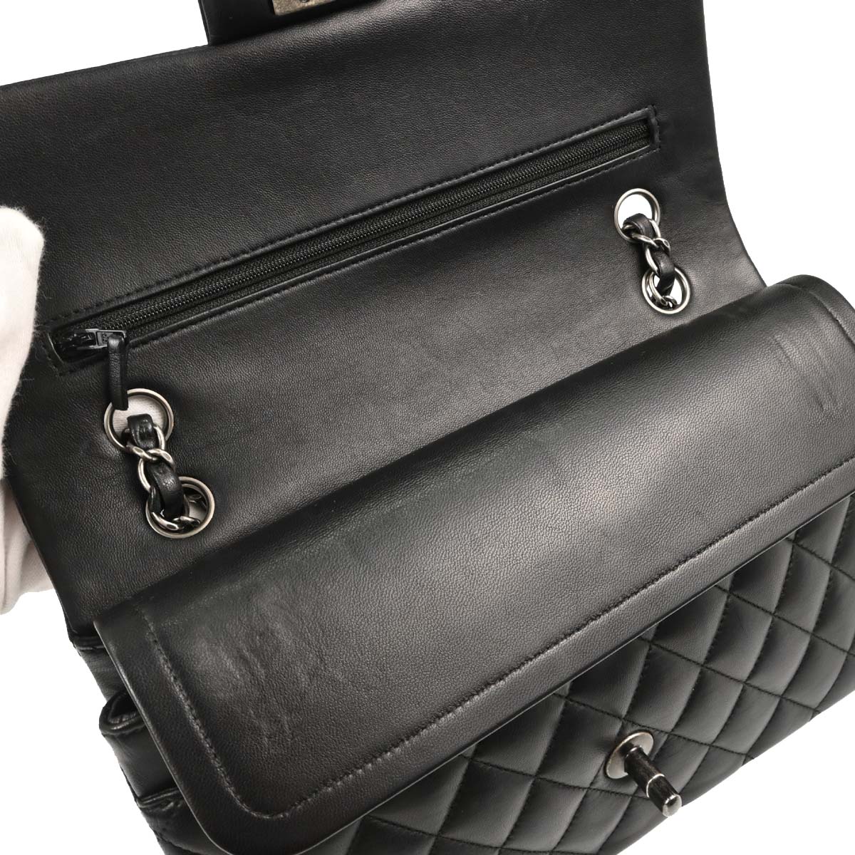 Chanel 2014-2015 Black Lambskin Medium Classic Double Flap Shoulder Bag