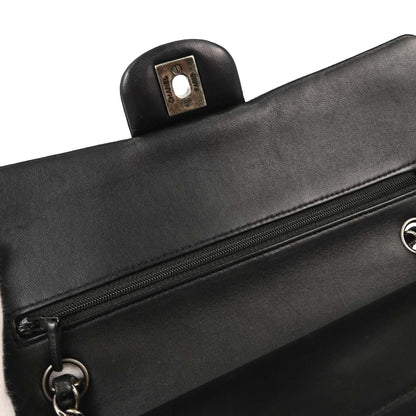 Chanel 2014-2015 Black Lambskin Medium Classic Double Flap Shoulder Bag
