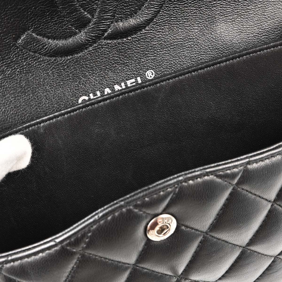 Chanel 2014-2015 Black Lambskin Medium Classic Double Flap Shoulder Bag