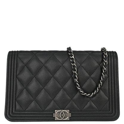 Boy Chanel Black Caviar Skin Chain WOC Shoulder Bag