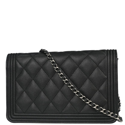 Boy Chanel Black Caviar Skin Chain WOC Shoulder Bag