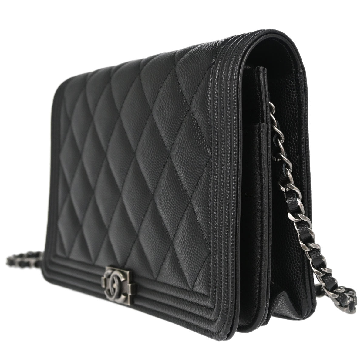 Boy Chanel Black Caviar Skin Chain WOC Shoulder Bag