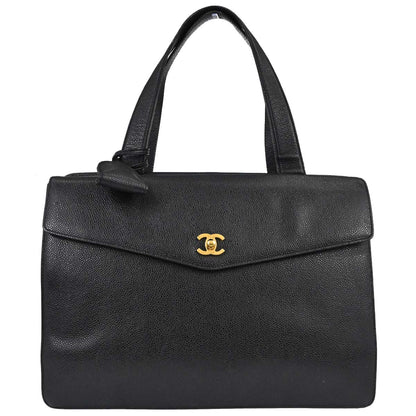 Chanel Black Caviar Skin Briefcase Business Handbag
