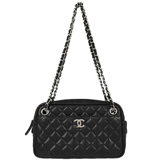 Chanel 2018-2019 Black Caviar Skin Camera Bag Small