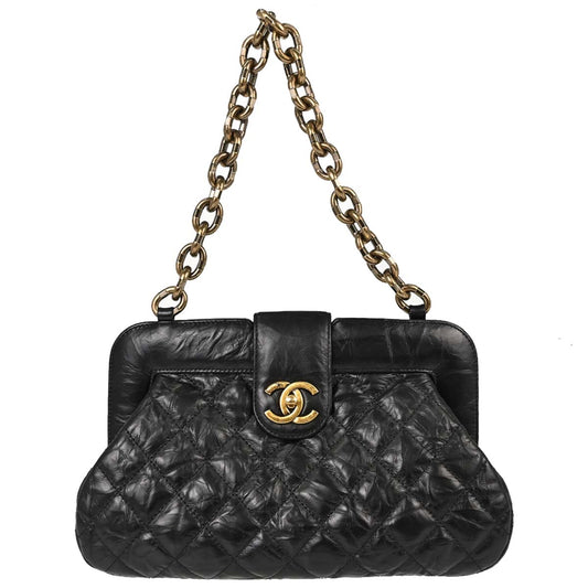 Chanel 2017 Black Calfskin Frame Bag Handbag