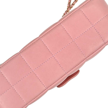 Chanel Pink Lambskin Choco Bar Camellia Shoulder Bag