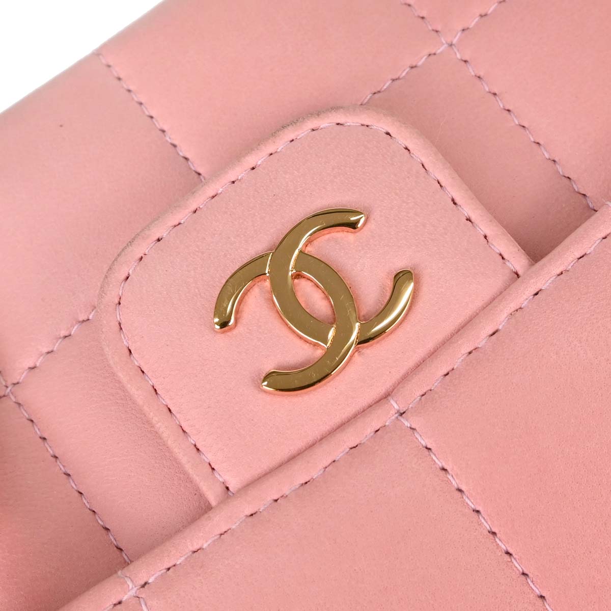 Chanel Pink Lambskin Choco Bar Camellia Shoulder Bag