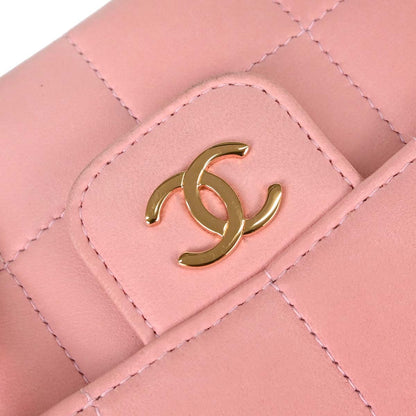 Chanel Pink Lambskin Choco Bar Camellia Shoulder Bag