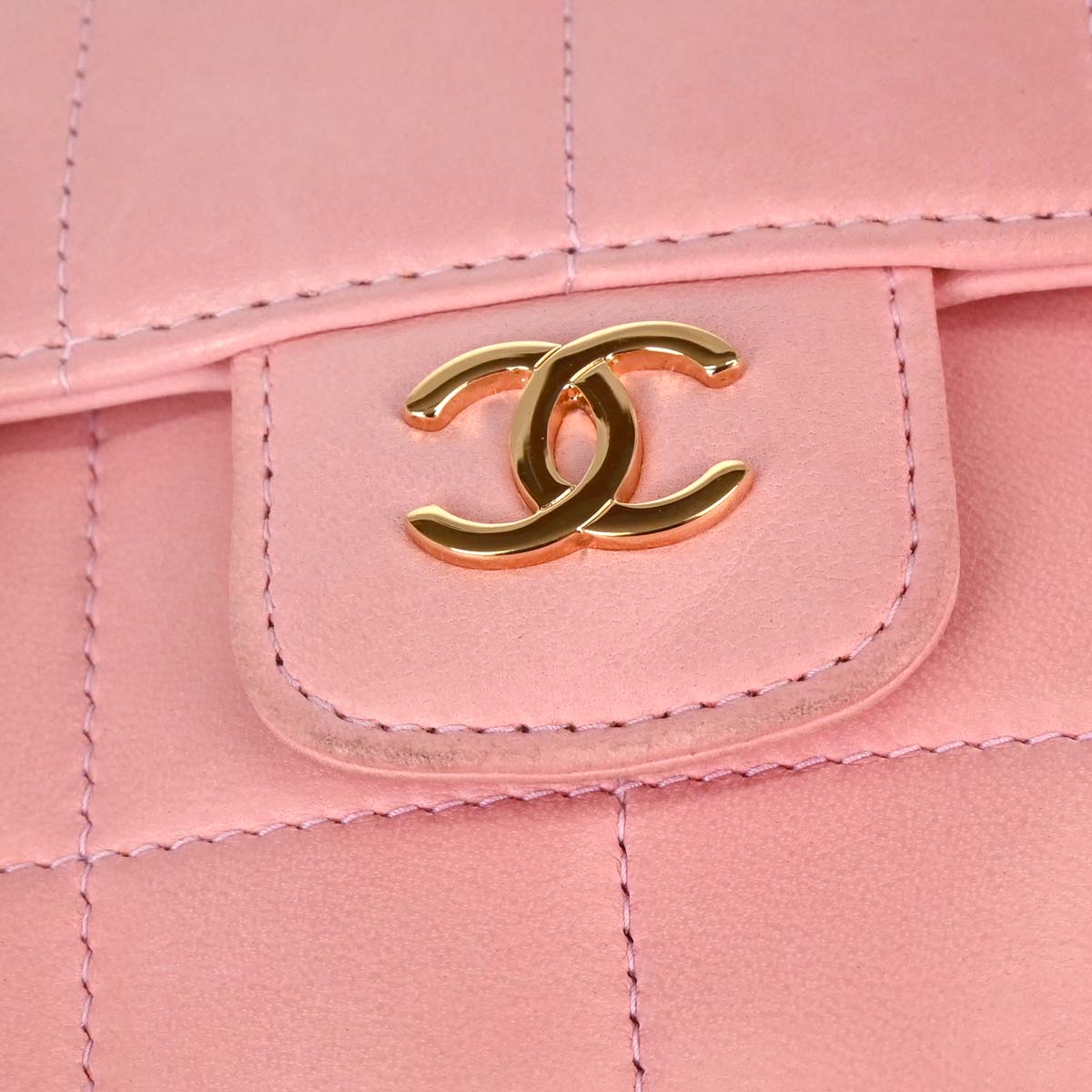 Chanel Pink Lambskin Choco Bar Camellia Shoulder Bag