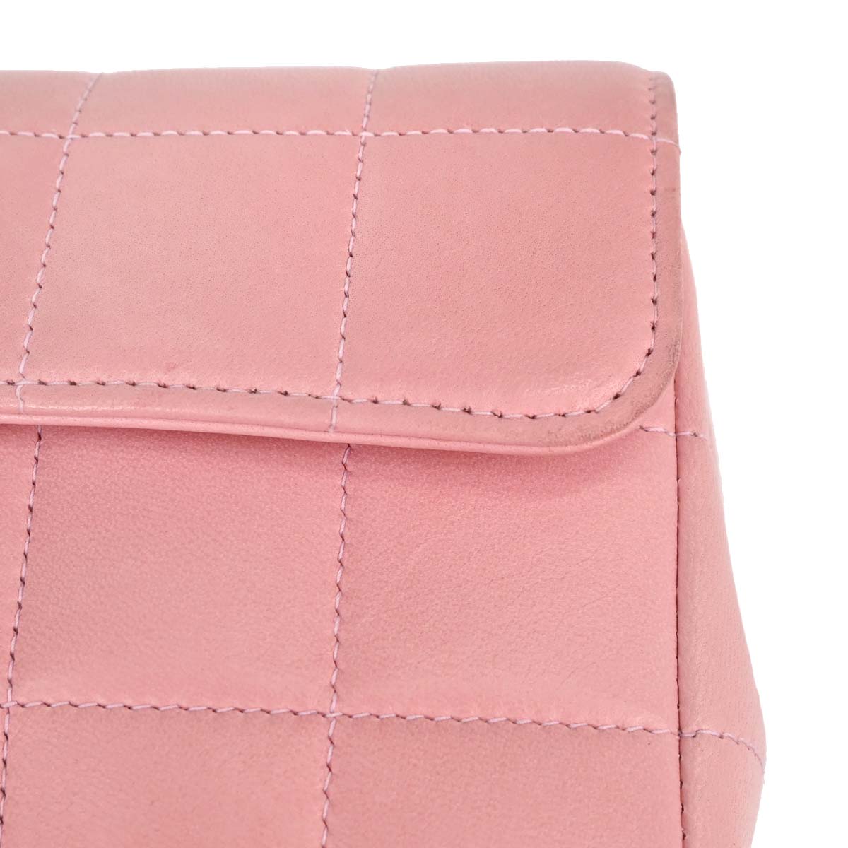 Chanel Pink Lambskin Choco Bar Camellia Shoulder Bag