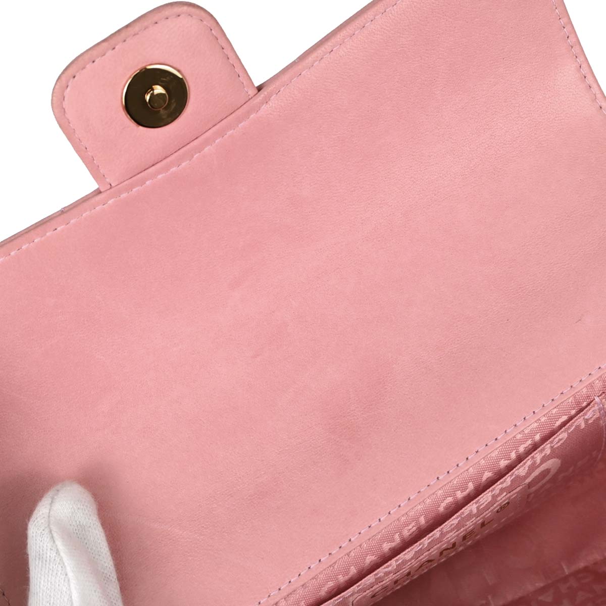 Chanel Pink Lambskin Choco Bar Camellia Shoulder Bag
