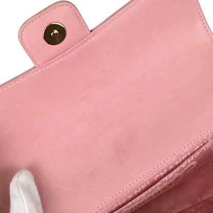 Chanel Pink Lambskin Choco Bar Camellia Shoulder Bag