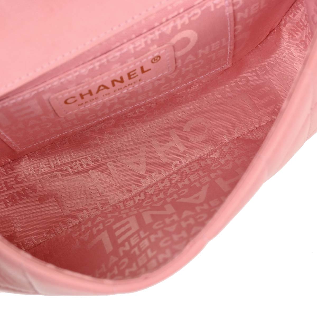 Chanel Pink Lambskin Choco Bar Camellia Shoulder Bag