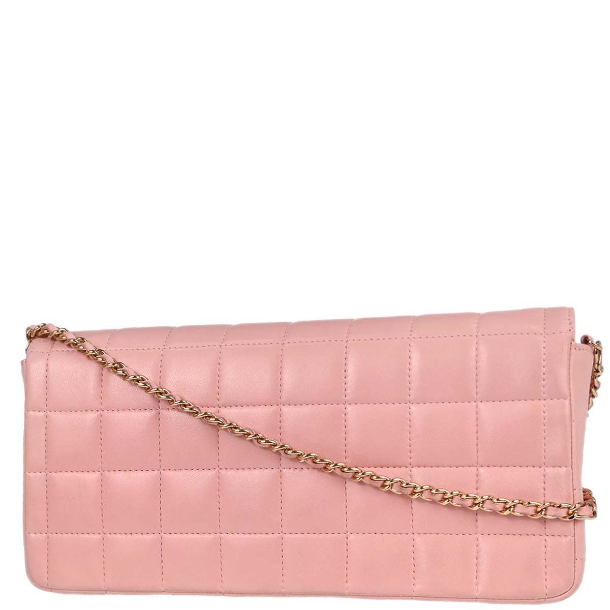 Chanel Pink Lambskin Choco Bar East West Shoulder Bag