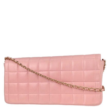 Chanel Pink Lambskin Choco Bar East West Shoulder Bag