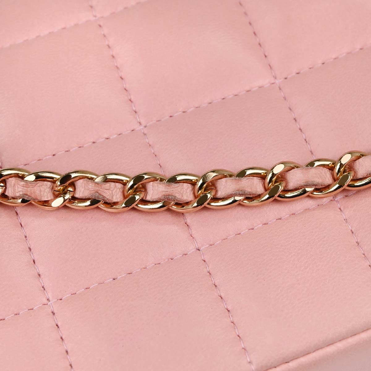 Chanel Pink Lambskin Choco Bar East West Shoulder Bag