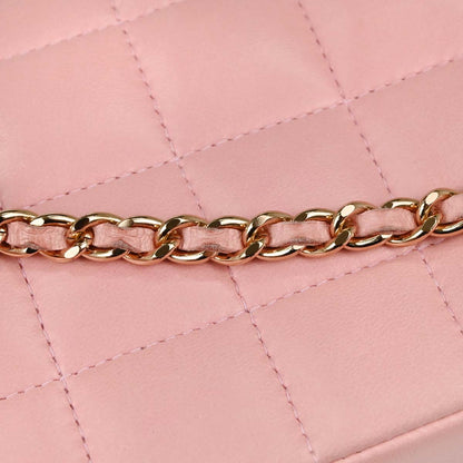 Chanel Pink Lambskin Choco Bar East West Shoulder Bag
