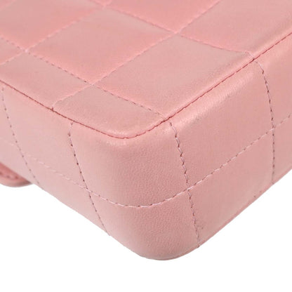 Chanel Pink Lambskin Choco Bar East West Shoulder Bag