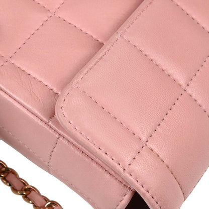 Chanel Pink Lambskin Choco Bar East West Shoulder Bag