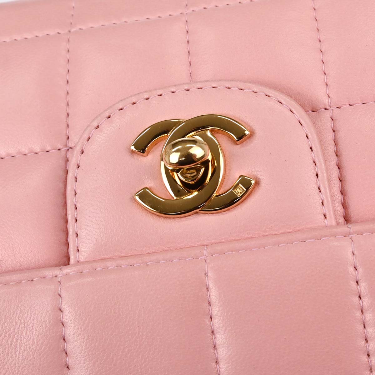 Chanel Pink Lambskin Choco Bar East West Shoulder Bag