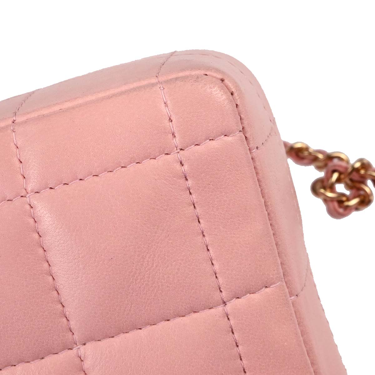 Chanel Pink Lambskin Choco Bar East West Shoulder Bag