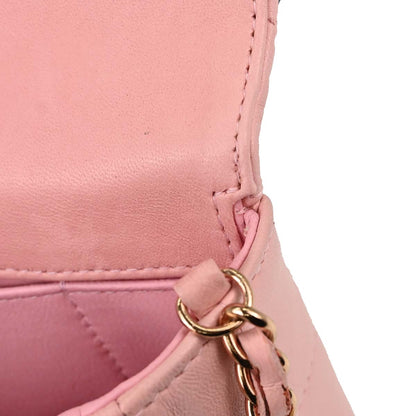 Chanel Pink Lambskin Choco Bar East West Shoulder Bag