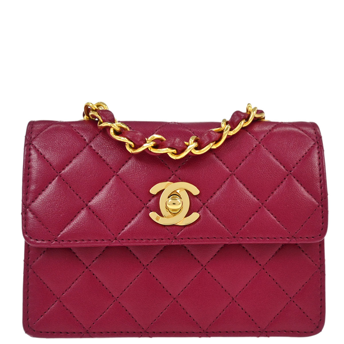 Chanel Pink Lambskin Straight Flap Shoulder Bag